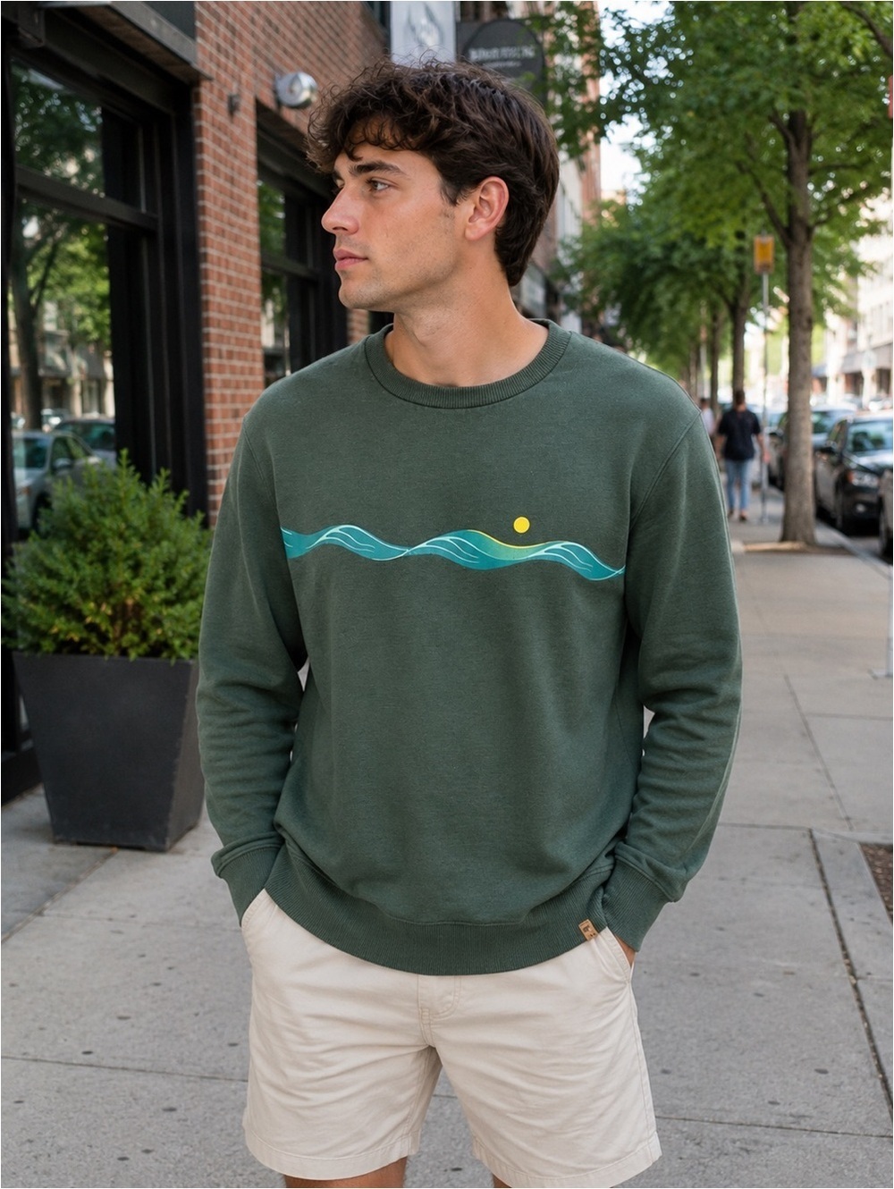 TenTree Men’s Medium Green Graphic Crewneck Sweatshirt Pullover
